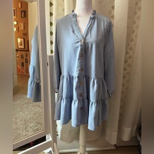 Entro Sky Blue Button-Down Tunic